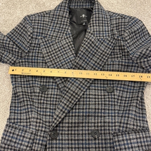 7 for all mankind Gray Plaid Oversized Wool Blend Blazer Size Small EUC - Picture 5 of 6